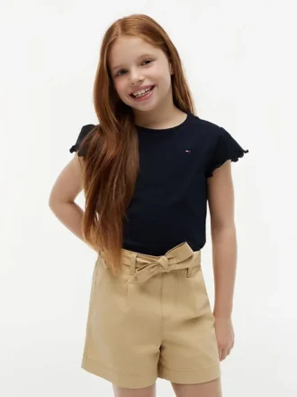 T-shirt à manches bordées de dentelle pour enfants