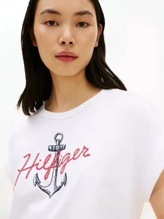 T-shirt à manches dolman Hilfiger avec logo Anchor