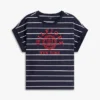 T-shirt à manches dolman rayé avec logo en arc T-shirt à manches dolman rayé avec logo en arc