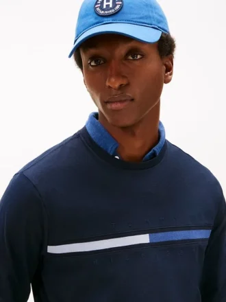 T-shirt à manches longues avec logo drapeau ton sur ton