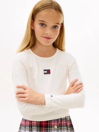 T-shirt à manches longues et col rond avec logo en relief pour enfants