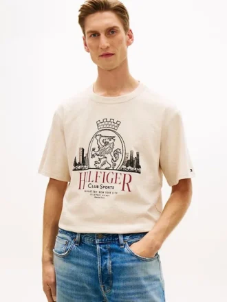T-shirt à motif Hilfiger Crest en coton flammé
