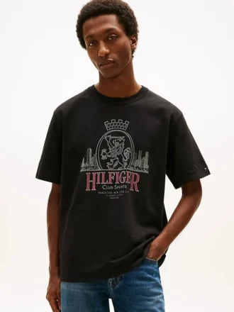 T-shirt à motif Hilfiger Crest en coton flammé