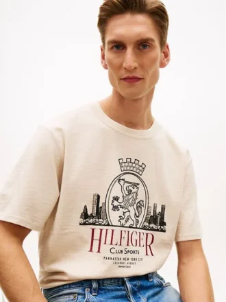 T-shirt à motif Hilfiger Crest en coton flammé