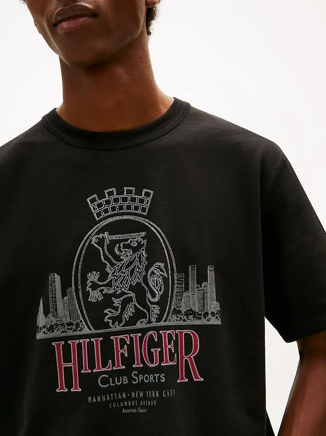 T-shirt à motif Hilfiger Crest en coton flammé T-shirt à motif Hilfiger Crest en coton flammé