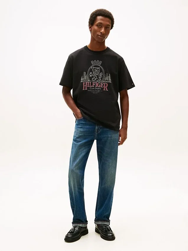 T-shirt à motif Hilfiger Crest en coton flammé T-shirt à motif Hilfiger Crest en coton flammé