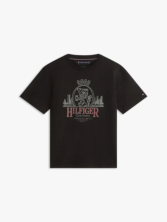 T-shirt à motif Hilfiger Crest en coton flammé T-shirt à motif Hilfiger Crest en coton flammé