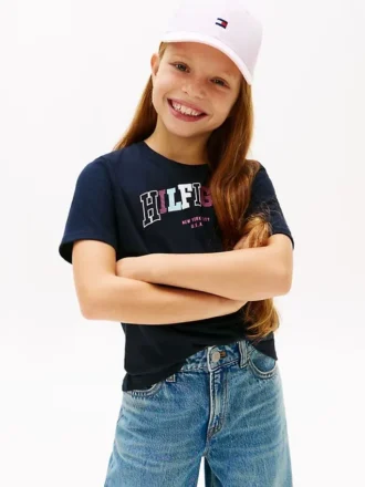 T-shirt multicolore pour enfants avec logo Hilfiger
