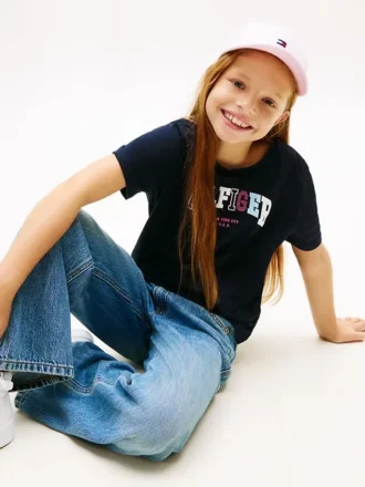 T-shirt multicolore pour enfants avec logo Hilfiger