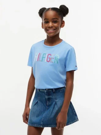 T-shirt à paillettes avec logo Hilfiger pour enfant