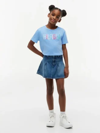 T-shirt à paillettes avec logo Hilfiger pour enfant