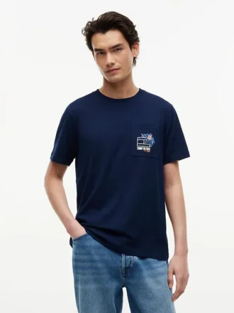 T-shirt à poche avec logo drapeau floral
