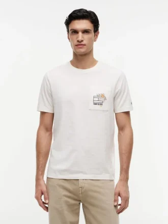 T-shirt à poche avec logo drapeau floral
