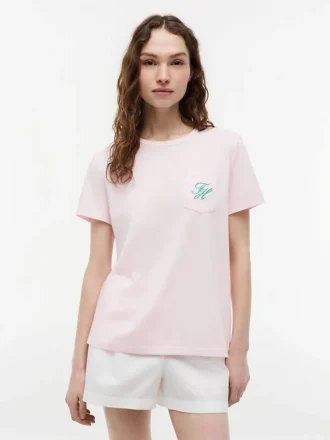 T-shirt à poche avec monogramme brodé