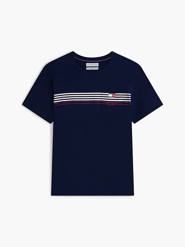 T-shirt à poche et rayures sur la poitrine T-shirt à poche et rayures sur la poitrine
