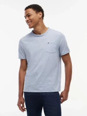 T-shirt à poches en lin mélangé rayé