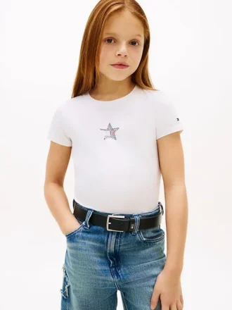 T-shirt pour enfant avec drapeau étoilé en strass