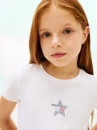 T-shirt pour enfant avec drapeau étoilé en strass