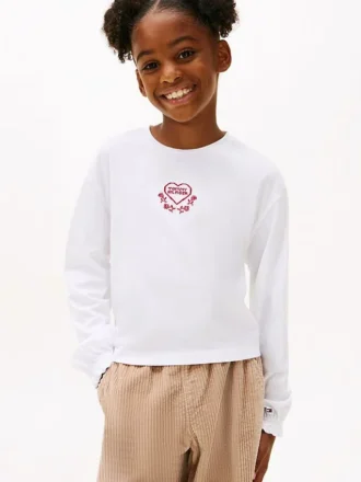 T-shirt pour enfant avec logo brodé en forme de cœur