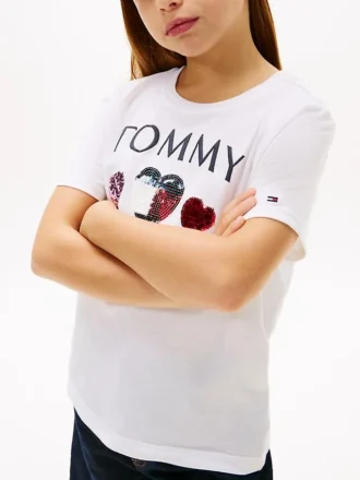 T-shirt pour enfant avec logo cœur à paillettes