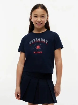T-shirt pour enfant avec logo Tommy en strass