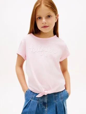 T-shirt pour enfant à nouer sur le devant avec logo Hilfiger
