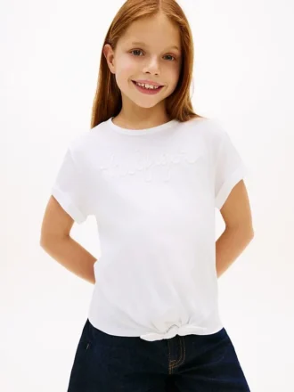T-shirt pour enfant à nouer sur le devant avec logo Hilfiger