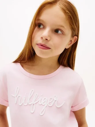 T-shirt pour enfant à nouer sur le devant avec logo Hilfiger