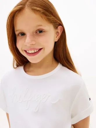 T-shirt pour enfant à nouer sur le devant avec logo Hilfiger