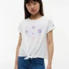 T-shirt pour enfant à nouer sur le devant avec motif coquillage