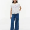 T-shirt pour enfant à nouer sur le devant avec motif coquillage