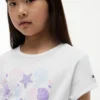 T-shirt pour enfant à nouer sur le devant avec motif coquillage