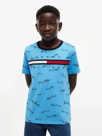 T-shirt pour enfants avec motif signature sur toute la surface