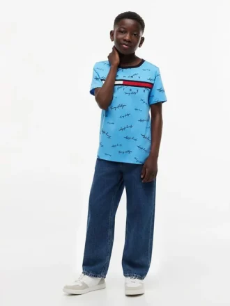 T-shirt pour enfants avec motif signature sur toute la surface