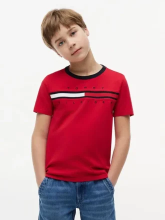 T-shirt pour enfants à rayures et logo