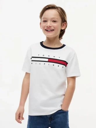 T-shirt pour enfants à rayures et logo