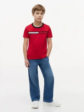 T-shirt pour enfants à rayures et logo