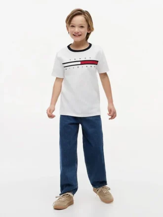 T-shirt pour enfants à rayures et logo