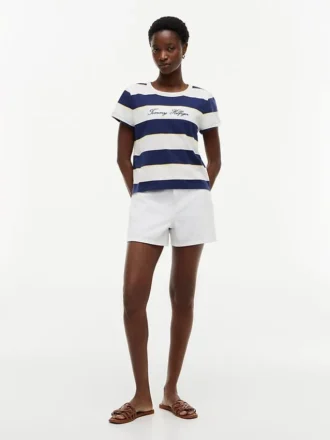 T-shirt rayé avec logo brodé