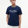 T-shirt rayé avec logo nautique en lettres cursives T-shirt rayé avec logo nautique en lettres cursives