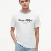 T-shirt rayé avec logo nautique en lettres cursives T-shirt rayé avec logo nautique en lettres cursives