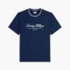 T-shirt rayé avec logo nautique en lettres cursives T-shirt rayé avec logo nautique en lettres cursives