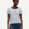 T-shirt rayé avec monogramme en lettres cursives