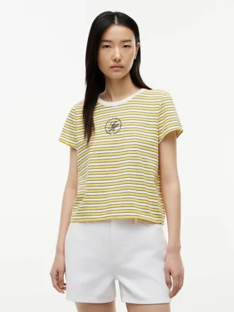 T-shirt rayé avec monogramme en lettres cursives