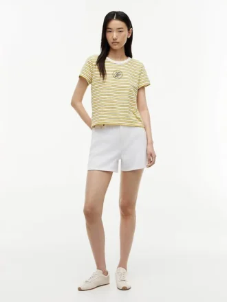T-shirt rayé avec monogramme en lettres cursives