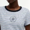 T-shirt rayé avec monogramme en lettres cursives