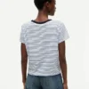 T-shirt rayé avec monogramme en lettres cursives
