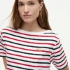 T-shirt rayé à boutons dorés en interlock T-shirt rayé à boutons dorés en interlock
