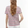T-shirt rayé à boutons dorés en interlock T-shirt rayé à boutons dorés en interlock