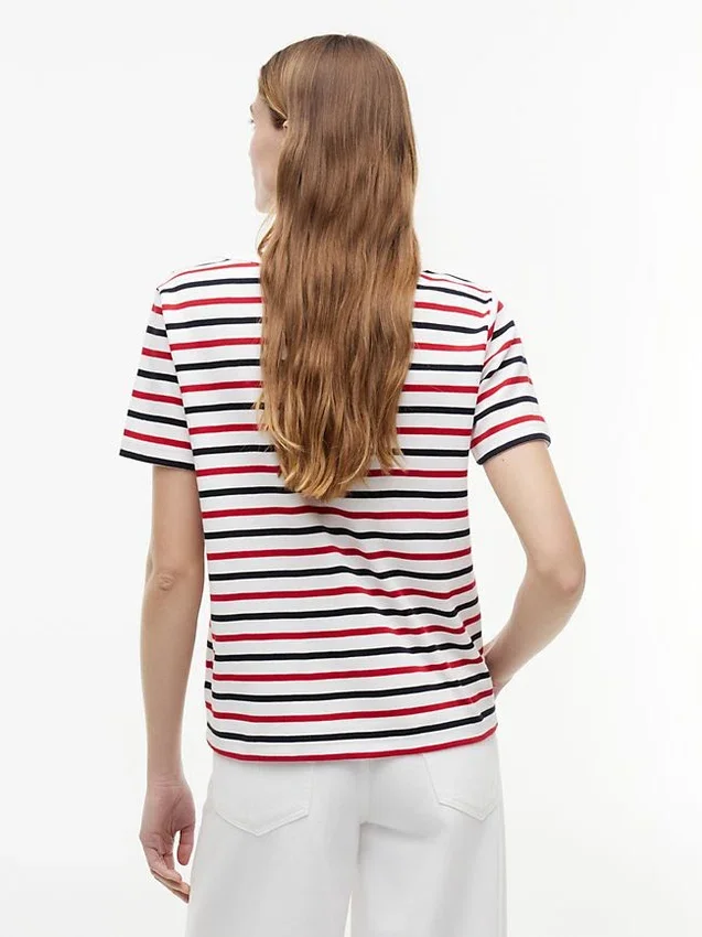 T-shirt rayé à boutons dorés en interlock T-shirt rayé à boutons dorés en interlock